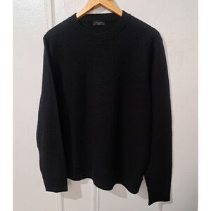 Joseph Homme Mens Large 100% ITALIAN wool Crewneck Sweater Black Pullover